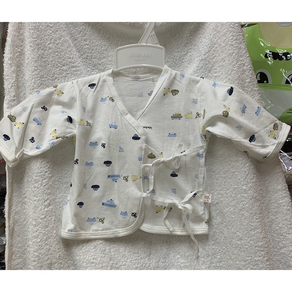 Áo cột dây tay dài cho bé sơ sinh 100% cotton