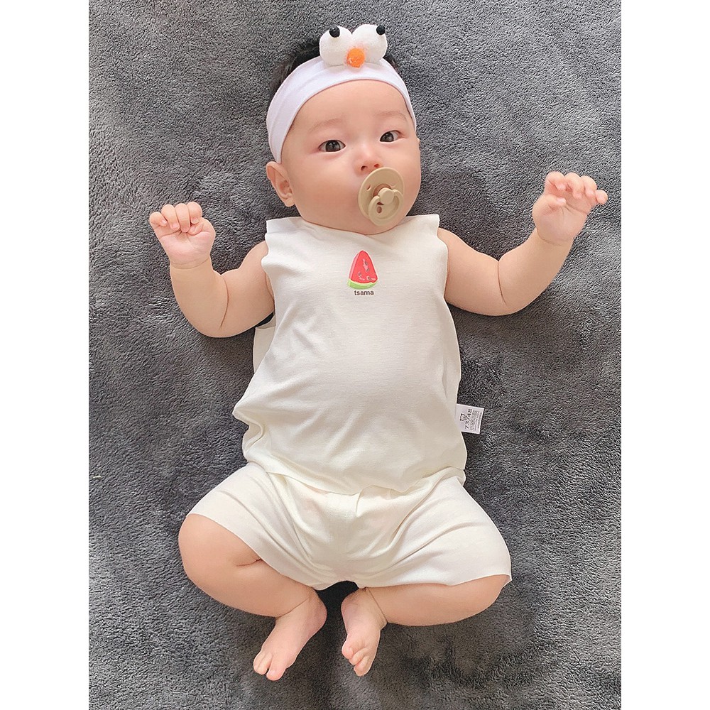 Bộ mặc hè sát nách cho bé trai, bé gái chất cotton từ 6-40kg quần áo trẻ em ba lỗ trái cây