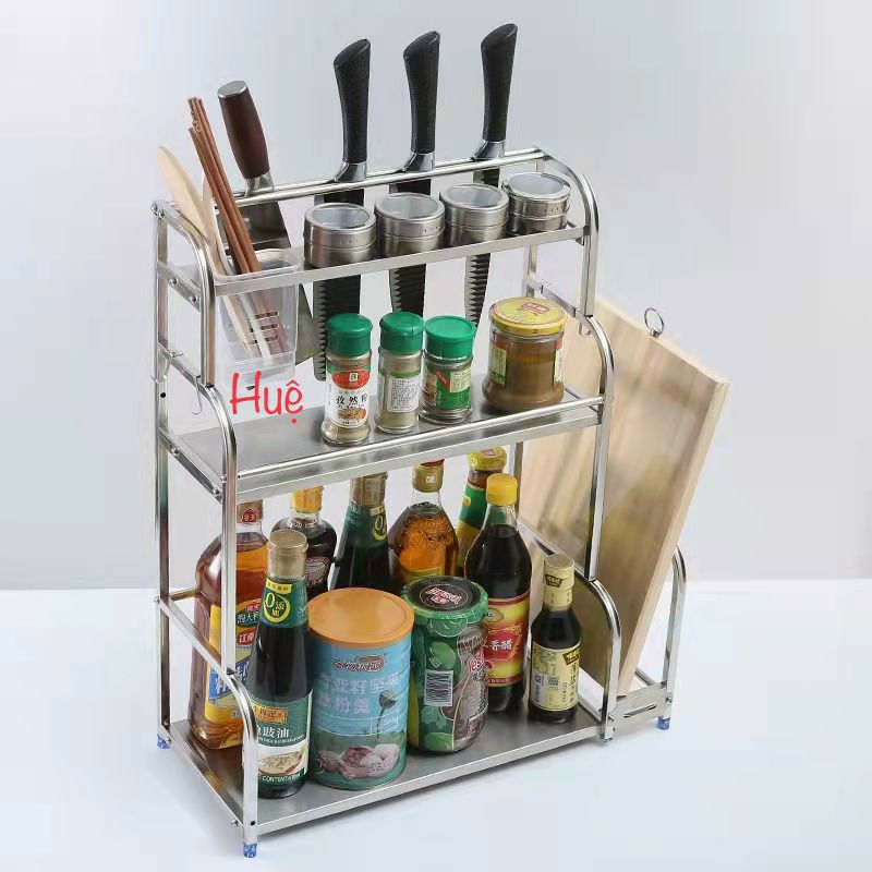 Kệ INOX 304, Kệ Đựng Gia Vị Nhà Bếp 2 Tầng và 3 Tầng - Kệ Đựng Cao Cấp Chống Han rỉ.