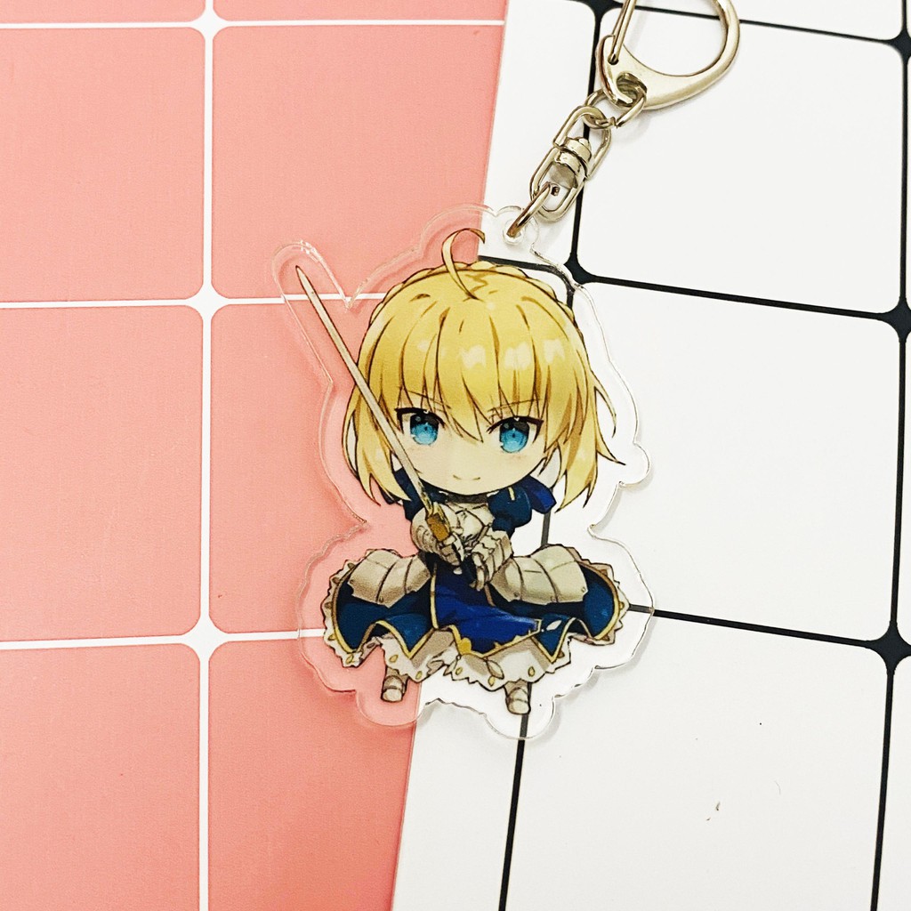 ( Mica trong acrylic ) Móc khóa Fate / Grand Order FGO Saber quà tặng xinh xắn dễ thương in hình anime chibi