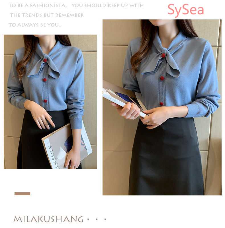 Áo sweater dệt kim tay dài thời trang mùa thu phong cách thanh lịch cho nữ