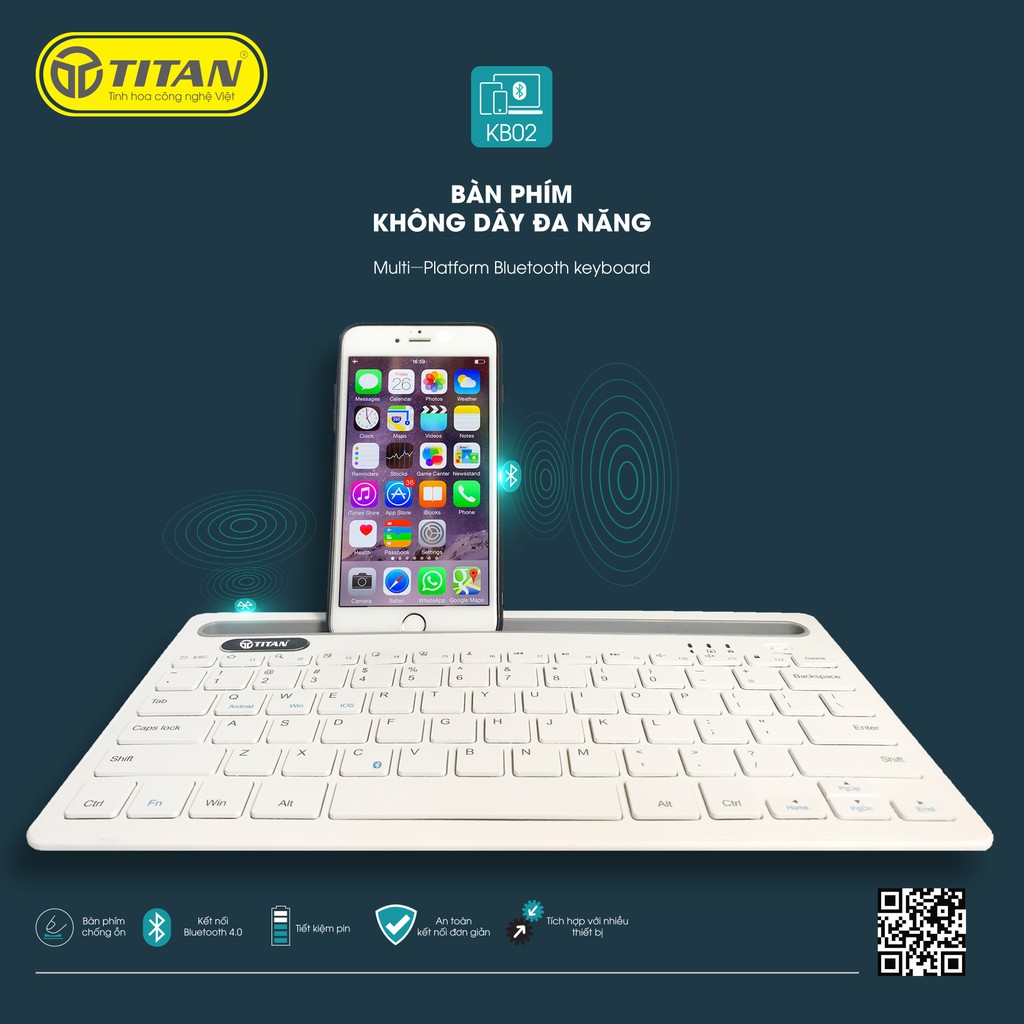 Bàn Phím Bluetooth Titan KB02 (TT-KB02) - Bảo hành 12 tháng 1 đổi 1 | WebRaoVat - webraovat.net.vn