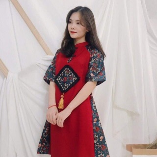 Đầm Cổ Tàu Xuân Gấm Cao Cấp
