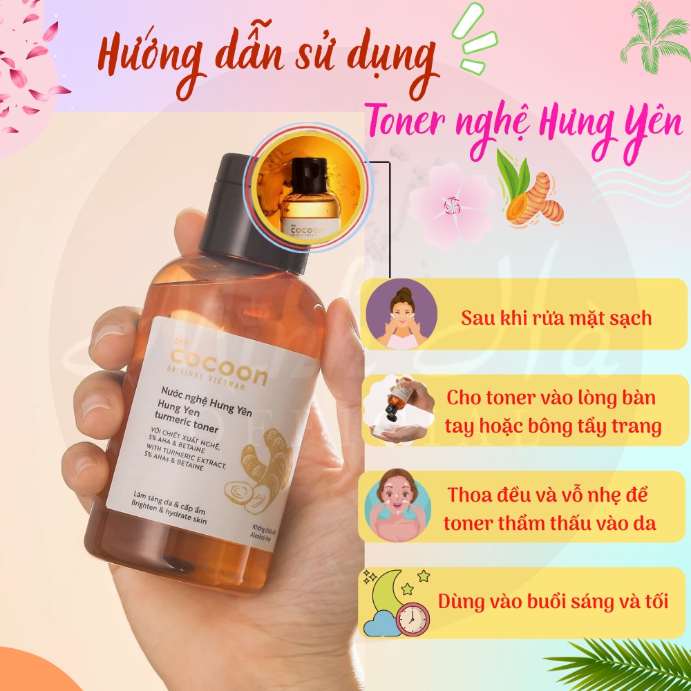 Toner Cocoon từ nước nghệ Hung Yen Turmeric 140ml làm sáng da và cấp ẩm