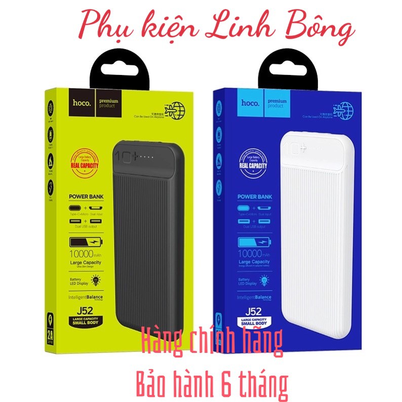 ✔️CHÍNH HÃNG✔️ Sạc Dự Phòng Hoco J52 Bản Nâng Cấp ✔10000mAh - 20000mAh ✔Siêu Mỏng ✔️ Sạc 2 Thiết Bị