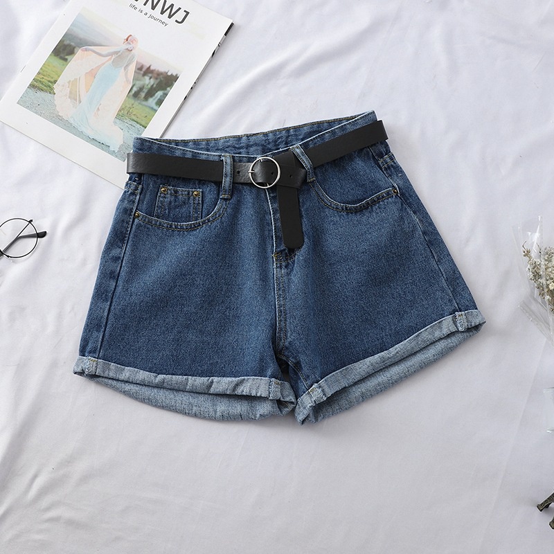 Quần short denim XINLANYASHE lưng cao ống rộng phong cách hàn quốc cho nữ