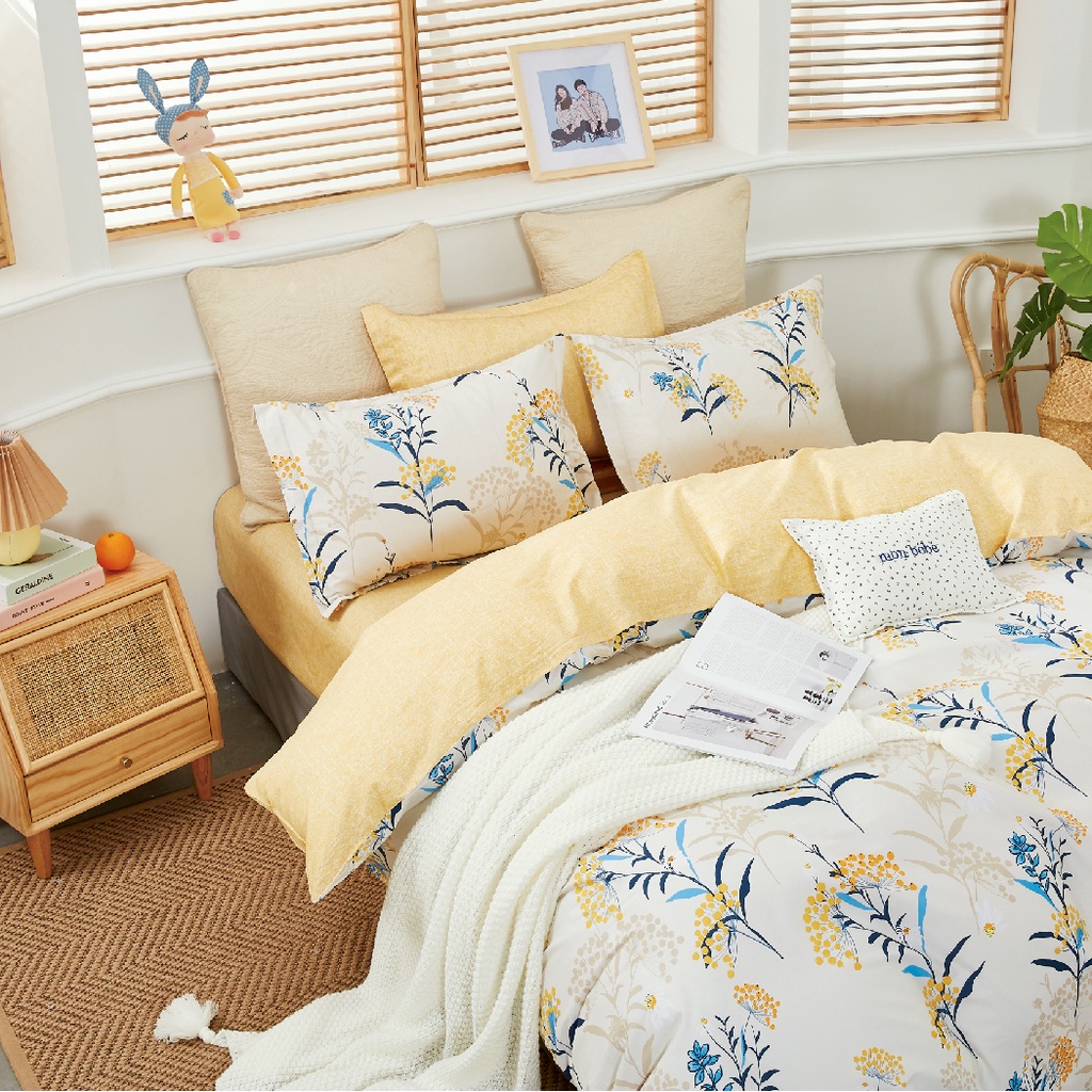 [BÔNG COTTON 100%] Bộ GA giường, áo gối NIN House Collins không kèm mền N190061 kích thước 1m2, 1m4, 1m6, 1m8, 2m