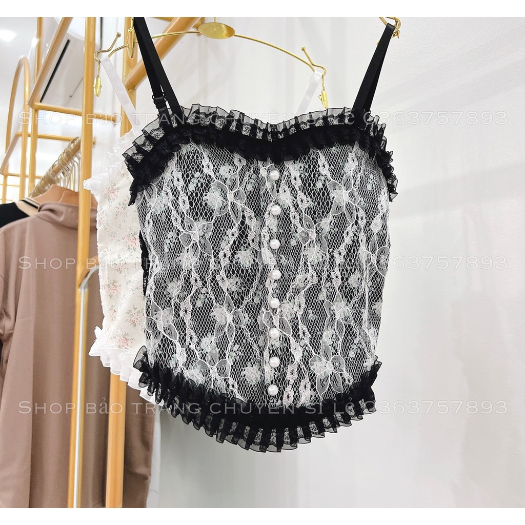 Áo Bra 2 Dây Ren Hoa Cúp Ngực Chất Đẹp Kiểu Dáng Ulzzang Hàn Quốc 2 Màu