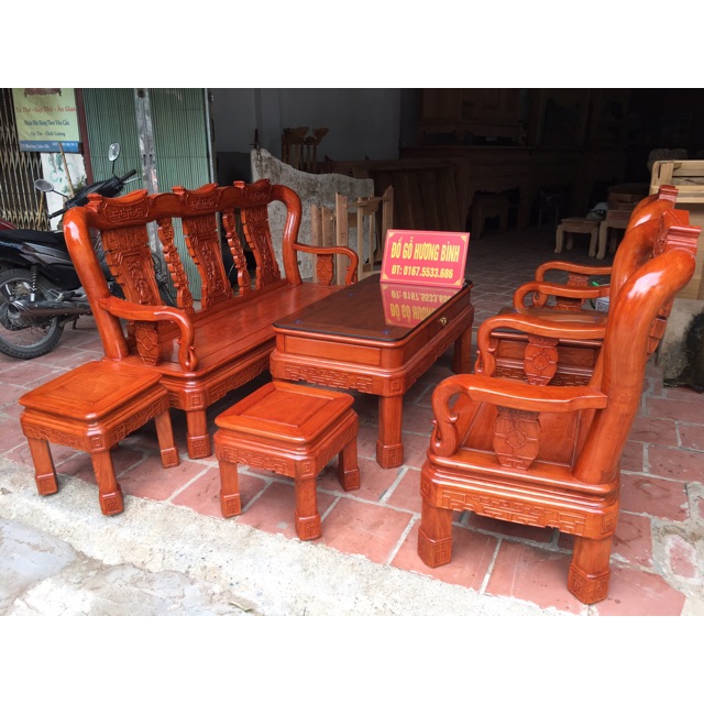 BỘ BÀN GHẾ MINH QUỐC TRIỆN CỘT 12 GỖ HƯƠNG ĐÁ