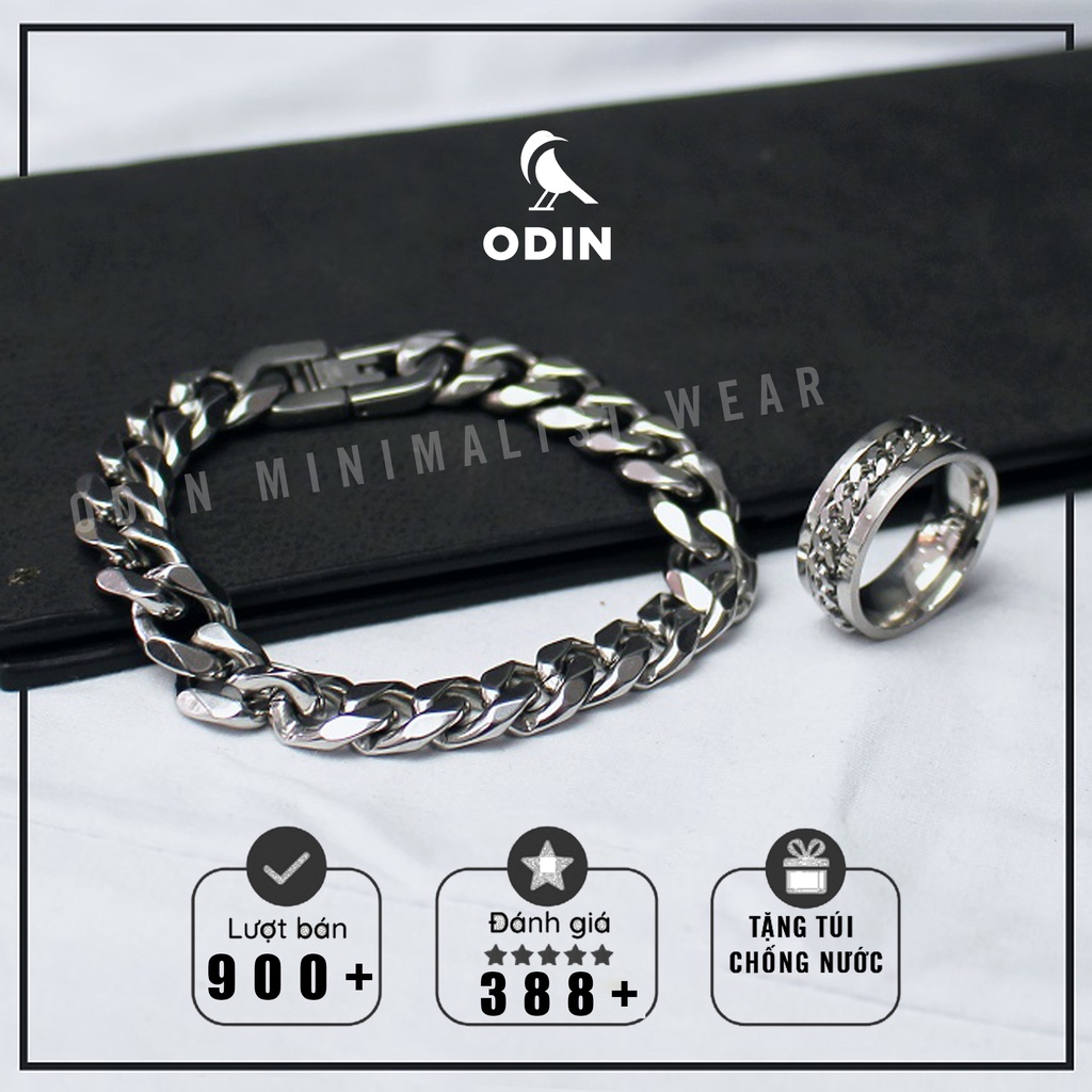 Vòng tay Chain Cuban 9mm - Thép Titan 316L - Tặng kèm nhẫn Titan