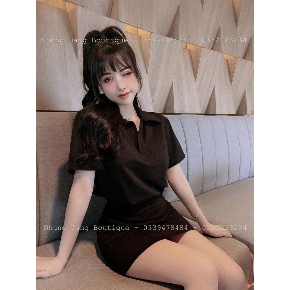 Set áo cổ polo kèm chân váy ôm body