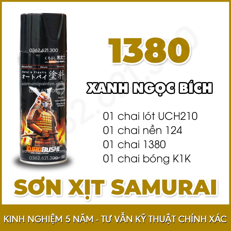 Combo Sơn Samurai màu xanh ngọc bích 1380