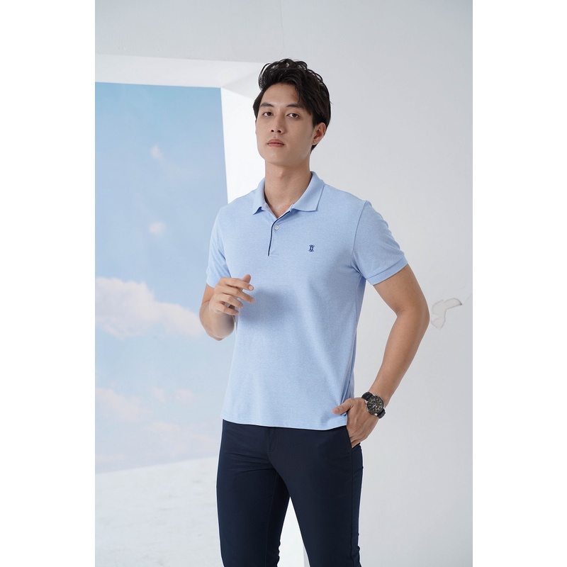 Áo Polo Nam ngắn tay DGCs màu xanh thêu logo kiểu dáng Slim Fit, chất Lacoste thoáng mát ít nhăn SAP2002M