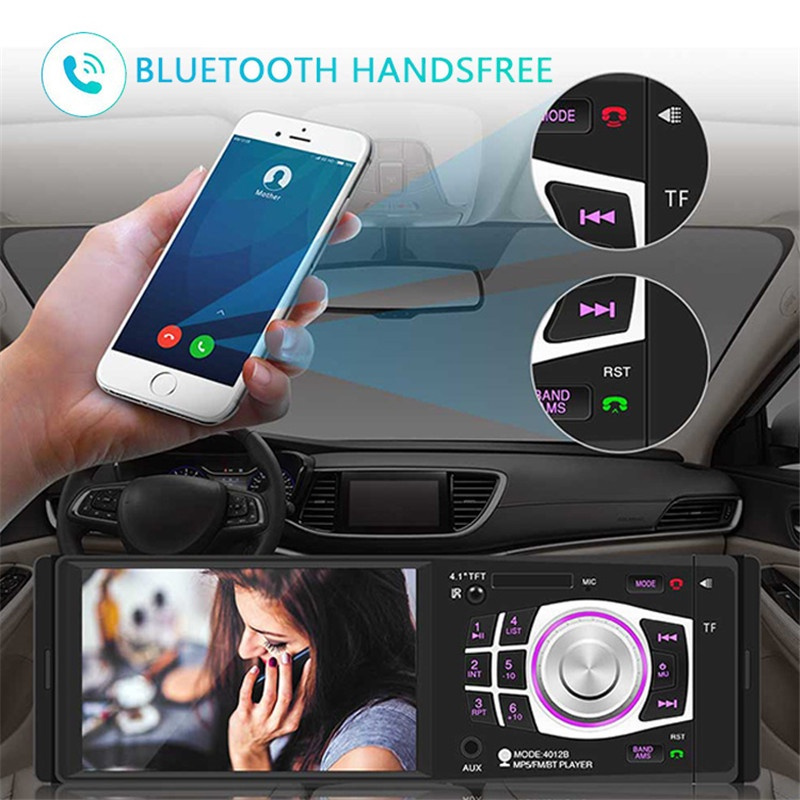 4012B 4.1 inch 1 Din Car Radio Auto Audio Stereo FM Bluetooth 2.0 Support Rear View Camera USB Steering Wheel Remote Control