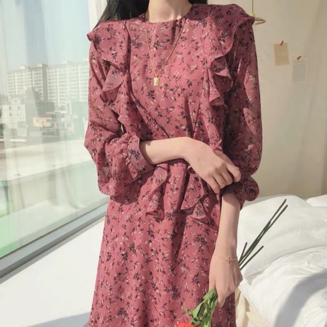 Váy hoa nhí vintage viền bèo Ulzzang🌻 Hàng Quảng Châu | BigBuy360 - bigbuy360.vn