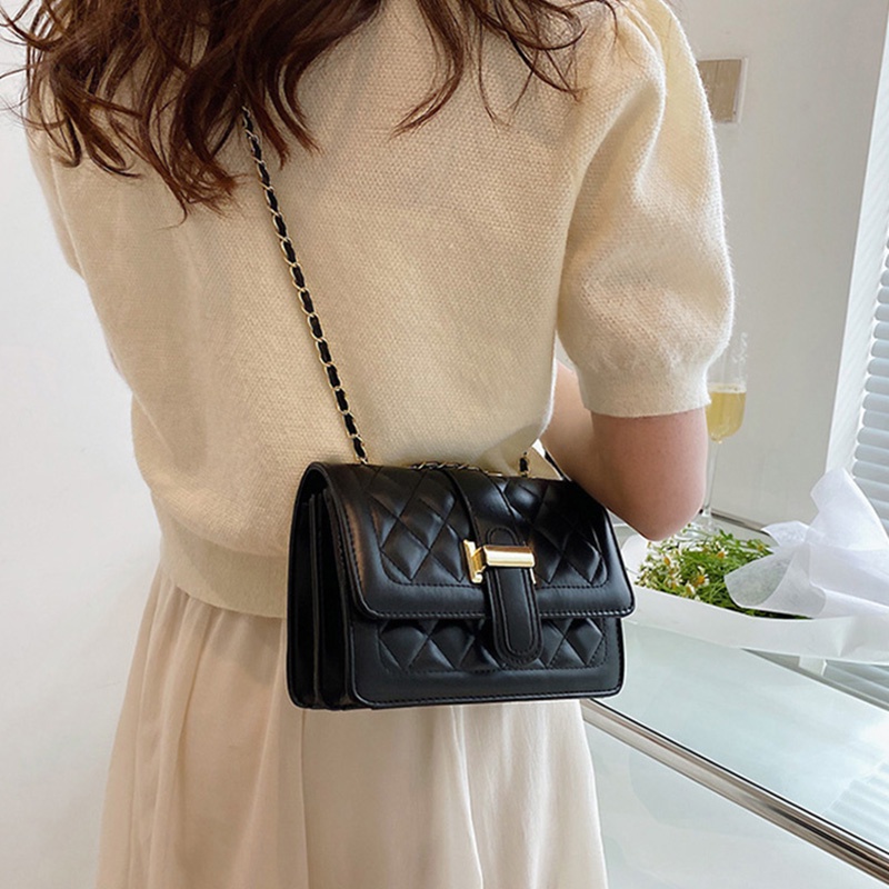 Túi đeo chéo vai IELGY có khóa họa tiết hình thoi phong cách Hàn Quốc thời trang cho nữ