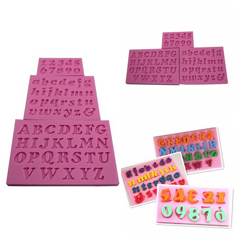 Bộ 3 Khuôn Silicone Hình Chữ Cái &amp; Số Mini Dùng Trang Trí Bánh Kem DIY