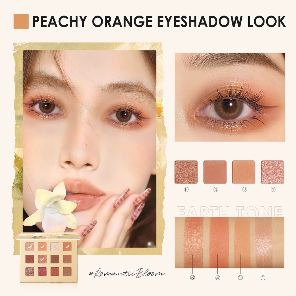 FOCALLURE RomanticBloom Jasmine Eyeshadow Palette 12 Shades High Pigment Fine and Smooth Powder 15g | WebRaoVat - webraovat.net.vn