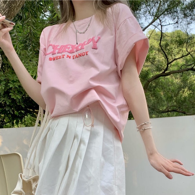 Áo Thun Tay Ngắn Màu Hồng Thời Trang Mùa Hè Dành Cho Nữ
