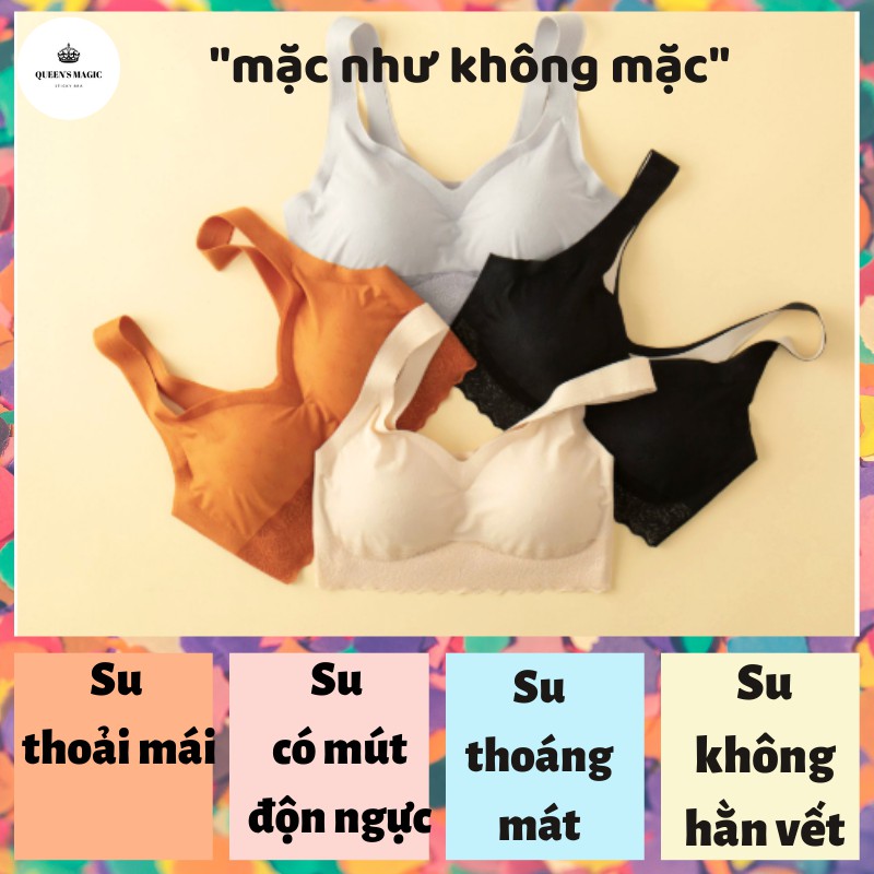 Áo ngực su không đường may áo ngực viền ren đồ lót nâng ngực áo lót có mút nâng ngực siêu thoải mái hàng xuất nhật