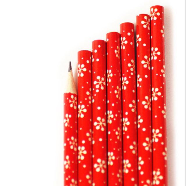 Combo 10 cây Bút chì vỏ màu đỏ tặng 2 đồ chuốc