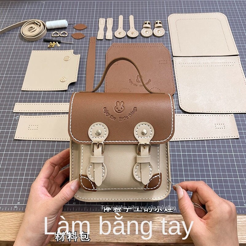 [DIY tự làm] Túi dệt tay tự làm cho phụ nữ, túi vuông nhỏ đeo chéo một vai hợp thời trang mới năm 2022, túi chất liệu tự làm, quà tặng cho bạn gái
