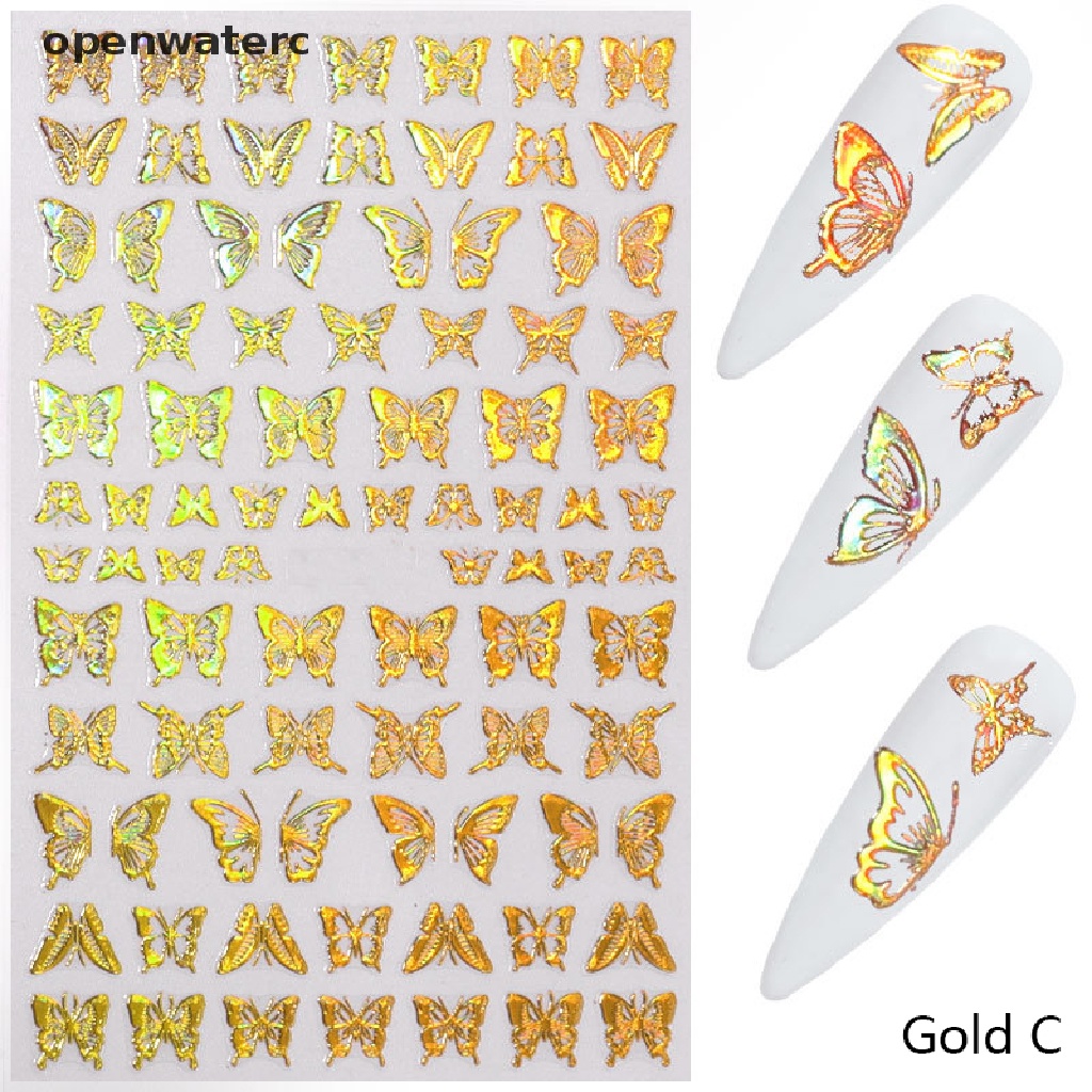 [Hàng mới về] Tờ miếng dán trang trí nghệ thuật móng tay họa tiết bướm laser DIY