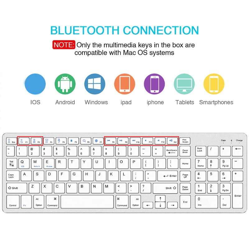 Bàn Phím Bluetooth Không Dây 102 Phím Có Thể Sạc Lại Cho Laptop / Tablet / Điện Thoại