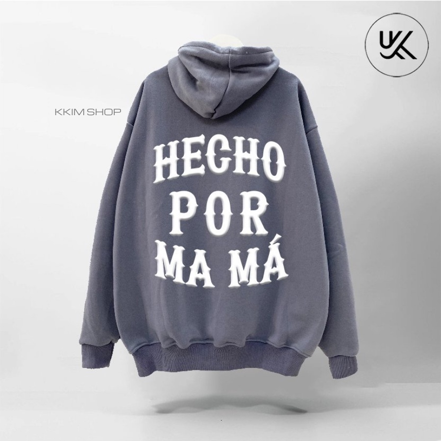 Áo Nỉ HOODIE HECHO POR MAMA XANH LÁ, Áo hoodie unisex nam nữ form rộng oversize chất liệu Nỉ bông cao cấp KKIM SHOP