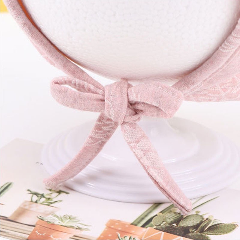 Mũ beanie mềm mại đính quả bông và tai thỏ hoạt hình dễ thương thời trang thu đông tùy chọn màu sắc dành cho bé