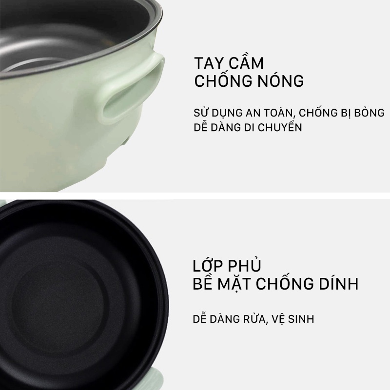 Nồi điện đa năng Nonostyle 3L,5L - Nấu cơm, chiên xào, nấu lẩu, hấp, luộc - Nồi chống dính, vỏ cách nhiệt - BH 12 tháng