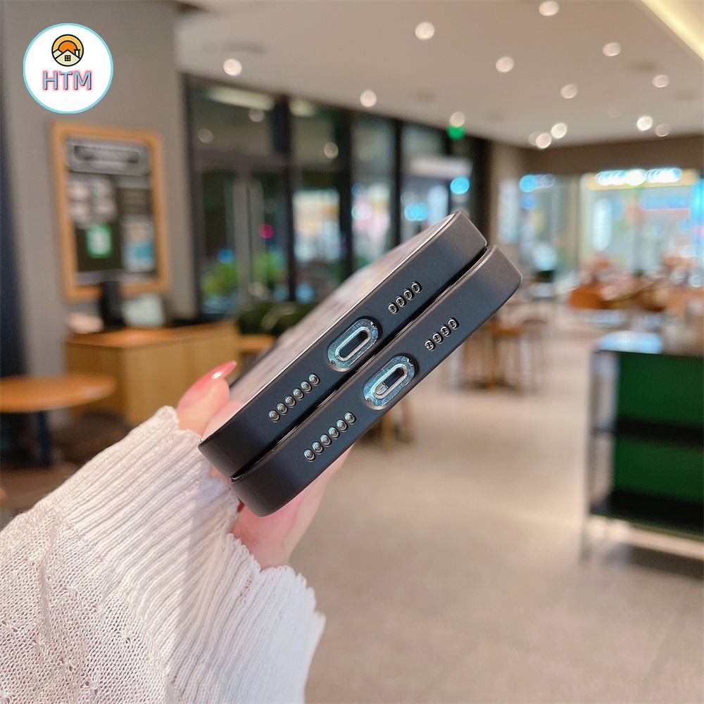 Ốp Điện Thoại Mặt Kính Viền Vuông Đính Ngọc Trai Sang Trọng Cho iPhone 13 12 11 Pro Max Promax XS Max