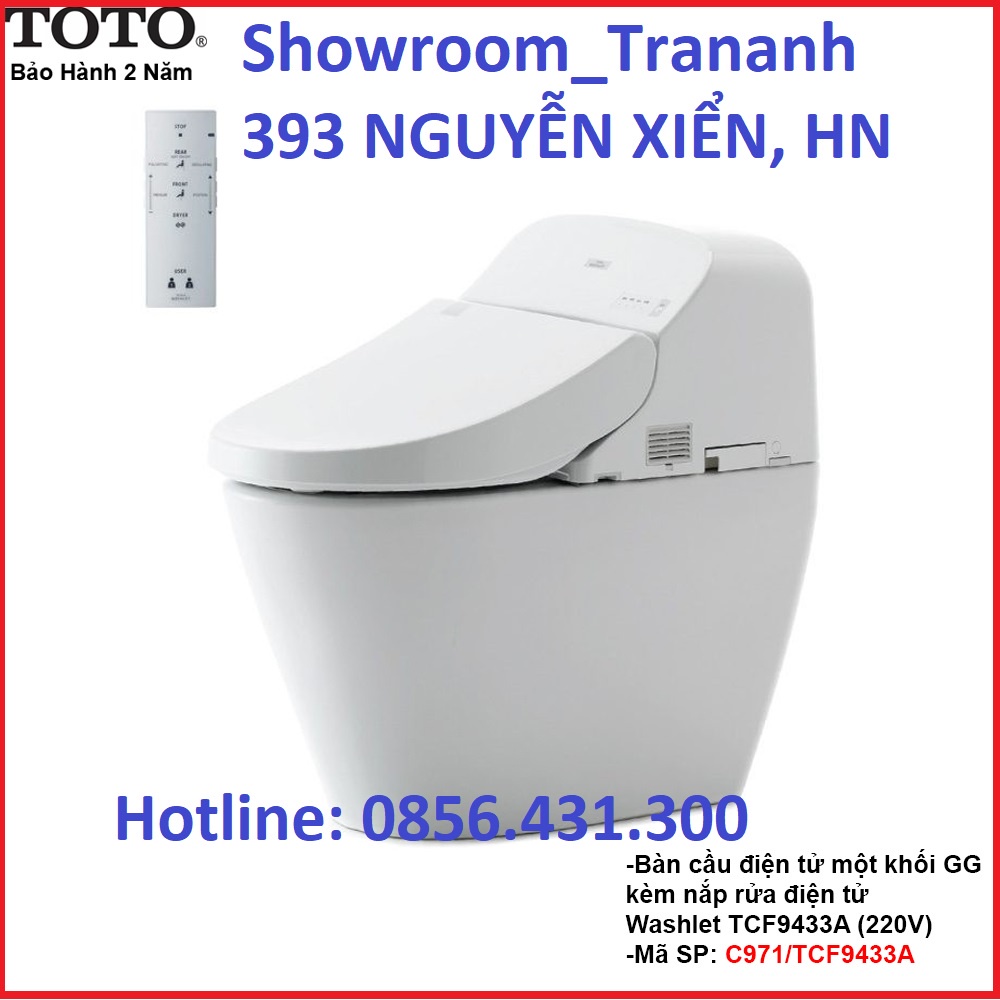 BỒN CẦU THÔNG MINH TOTO C971/TCF9433A GG, Bàn Cầu Điện Tử Dòng GG Kèm Nắp Rửa Điện Tử