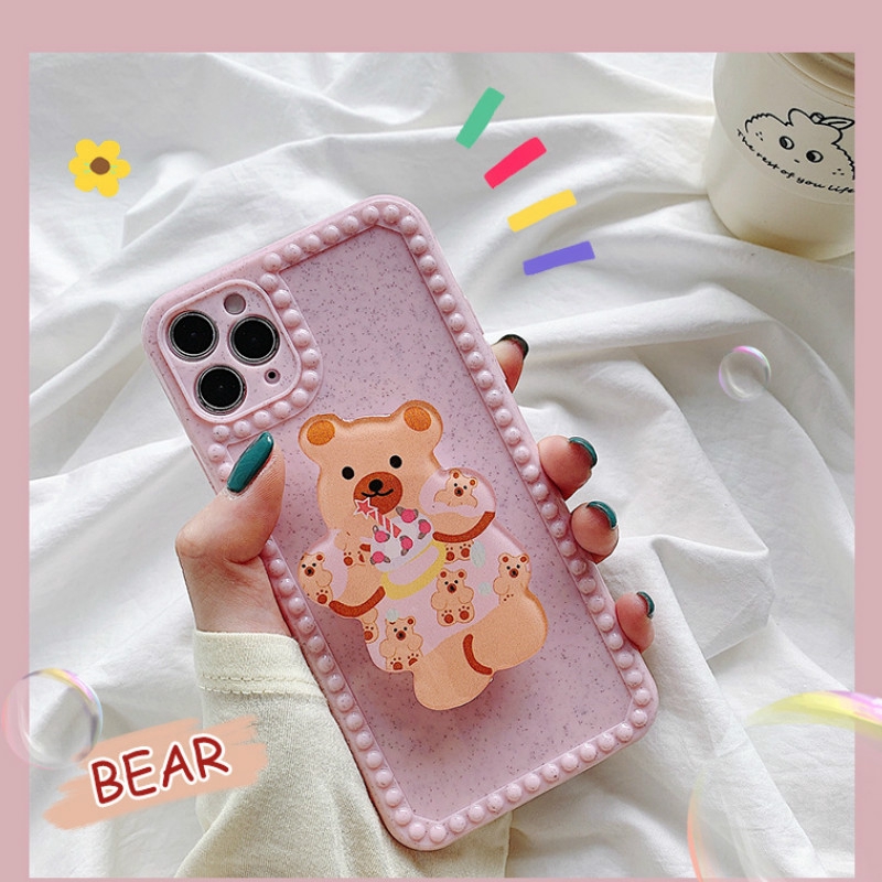 Ốp Điện Thoại Màu Hồng In Hình Gấu Hoạt Hình Có Giá Đỡ Cho Iphone 11pro Max | BigBuy360 - bigbuy360.vn