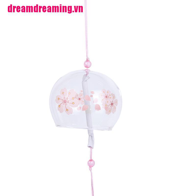 Chuông Gió Bằng Kính Họa Tiết Hoa Anh Đào Trang Trí Phòng Khách