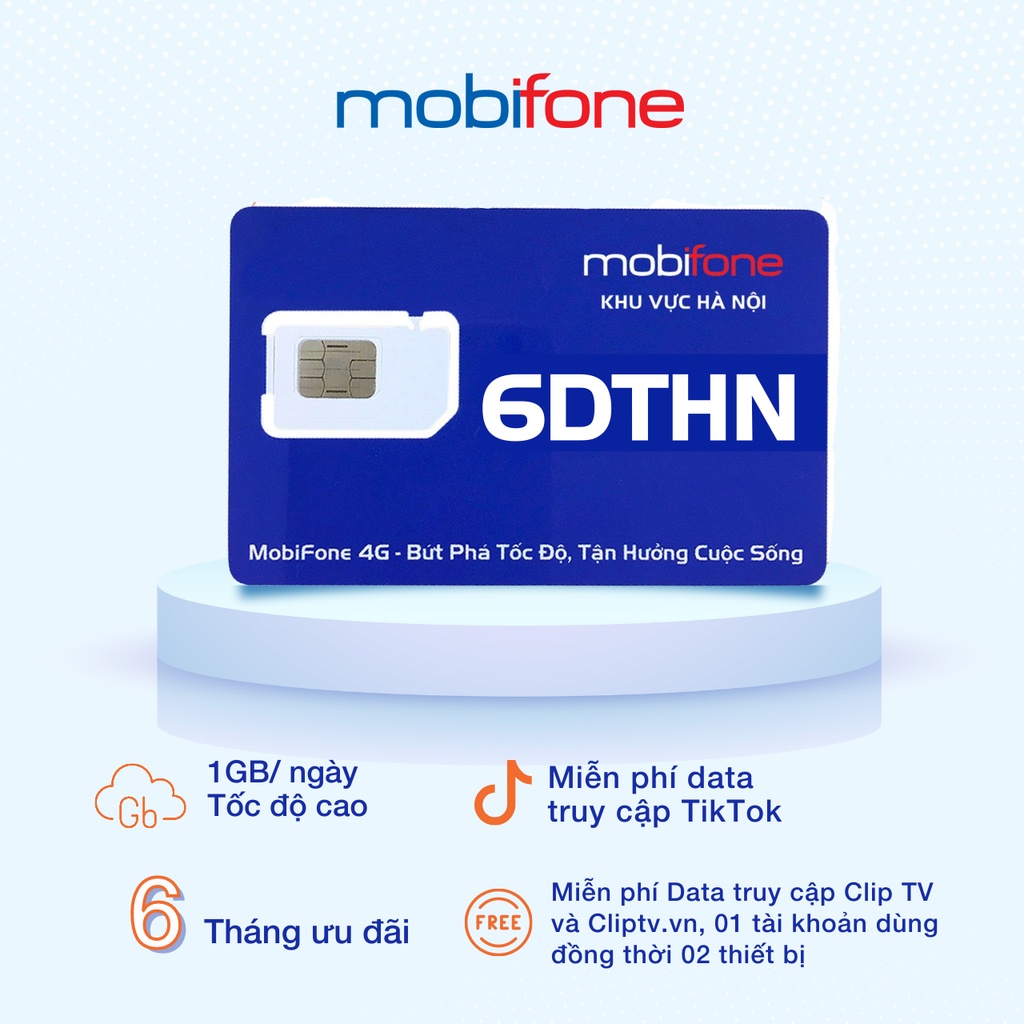 Siêu Sim 4G MobiFone Hà Nội 6DTHN 180GB/6 tháng, data tốc độ cao, FREE data truy cập tiktok - Siêu sim