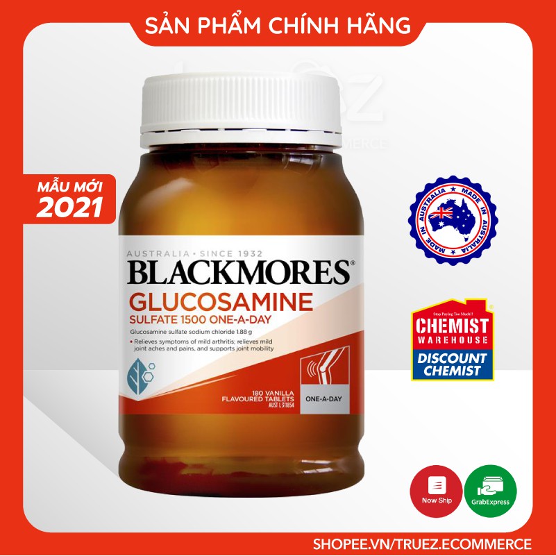 Viên uống xương khớp Blackmores Glucosamine 1500mg Loại 180 Viên, mẫu mới [Chính hãng]