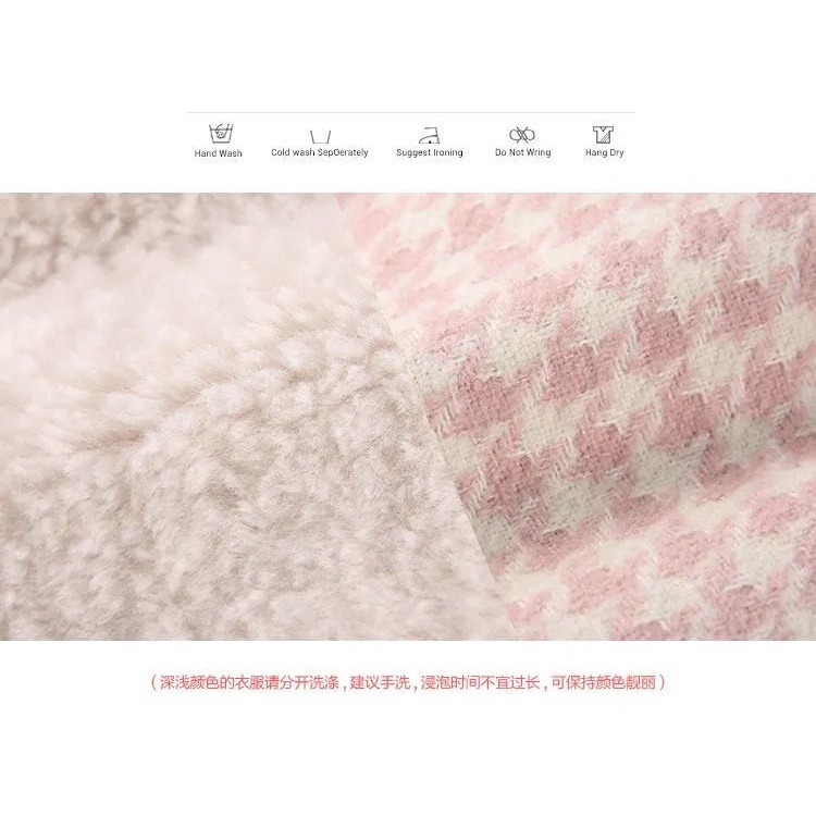 【Bán trước】Set áo khoác lông cừu phối chân váy ngắn phong cách Hàn Quốc thời trang cho nữ