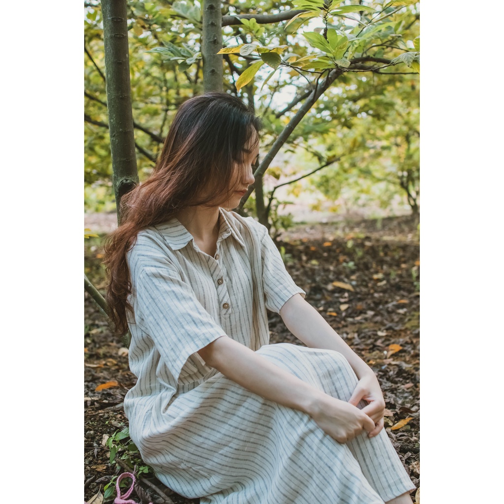 Váy Sơ mi Linen Kẻ