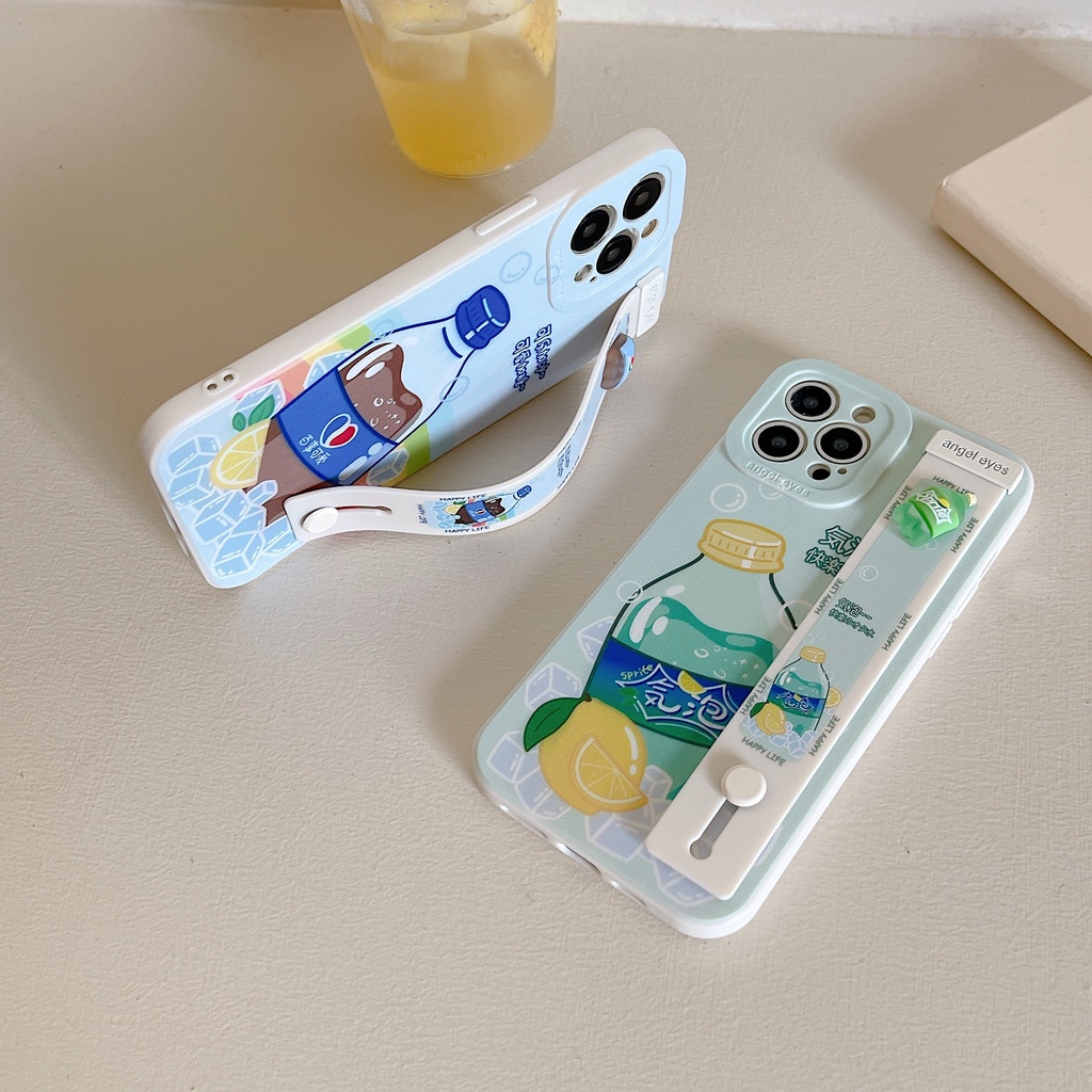 Ốp Điện Thoại Mềm Chống Rơi In Hình cola Hoạt Hình Có Quai Cầm Tay Cho Iphone 11 12 13 Pro Max X XSMAX XR 7 8PLUS