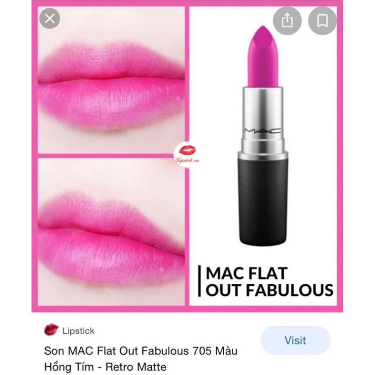 [ CHUẨN AUTH ] Son MAC Flat Out Fabulous 705 Màu Hồng Tím *