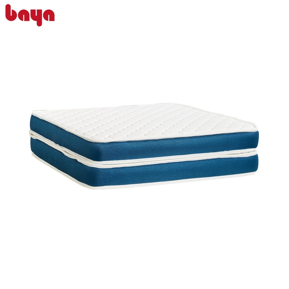 Nệm Ngủ Gấp Gọn BAYA SAPA Màu Trắng Viền Xanh Làm Từ Vải Gấm Xốp Có Trần Mút Tạo Múi Đem Lại Cảm Giác Êm Ái