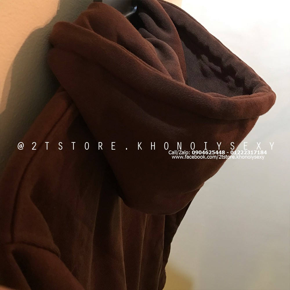 áo hoodie Áo hoodie unisex 2T Store H08 màu nâu chocolate - Áo khoác nỉ chui đầu nón 2 lớp dày dặn đẹp chất lượng