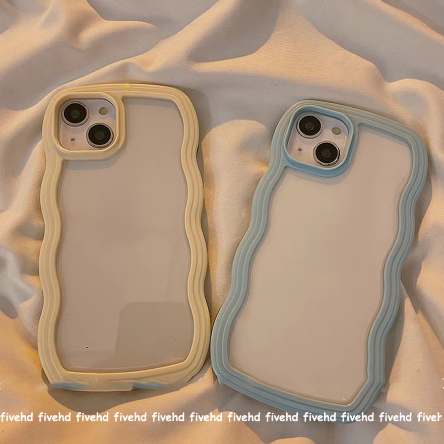 Compatible for iPhone 13 12 11 Pro Max SE2020 X XR Xs Max 7 8 Plus Phone Case Candy Corrugated Border Clear TPU Casing Back Cover