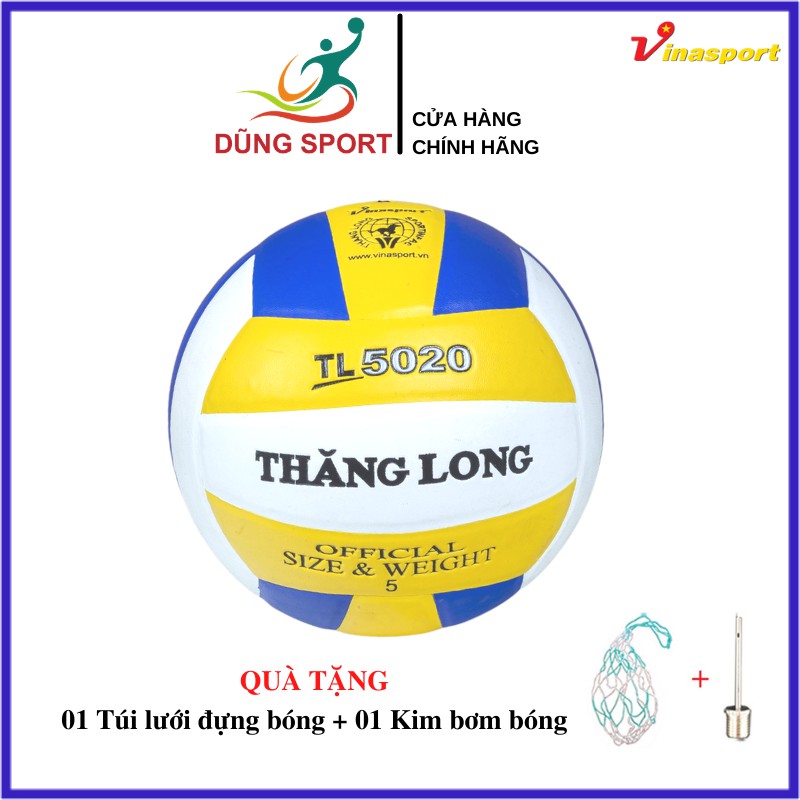 Bóng Chuyền da Thăng Long PVC5020 tặng túi lưới đựng bóng và kim bơm tiêu chuẩn