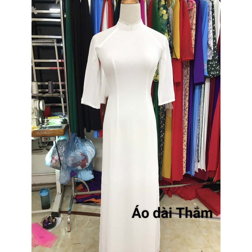 Áo Dài Học Sinh Áo Dài Trơn Truyền Thống 4 Tà Cổ 2cm Vuông Tay Lỡ