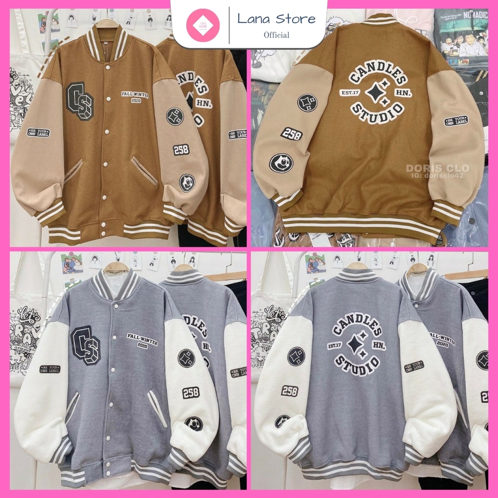 Áo Khoác Bomber Nỉ Candles Chất Nỉ Bông Mịn Đẹp In Không Phai Form Unisex