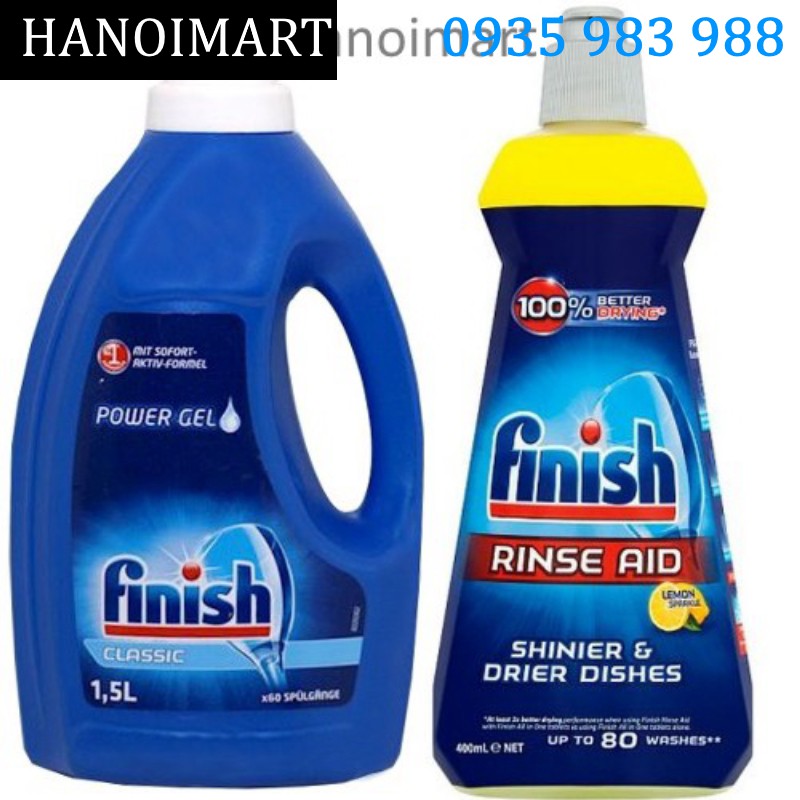 Combo Nước rửa bát Finish Gel 1,5L Gel+Nước làm bóng finish 400ml -HANOIMART