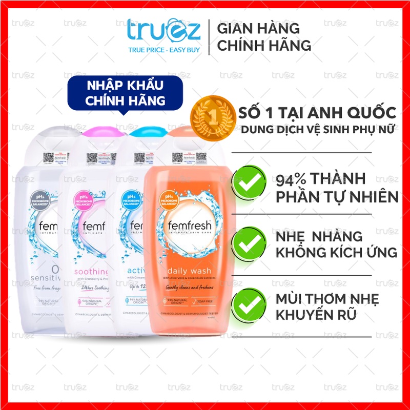 Dung dịch vệ sinh phụ nữ lành tính không xà phòng Femfresh [Chính hãng]