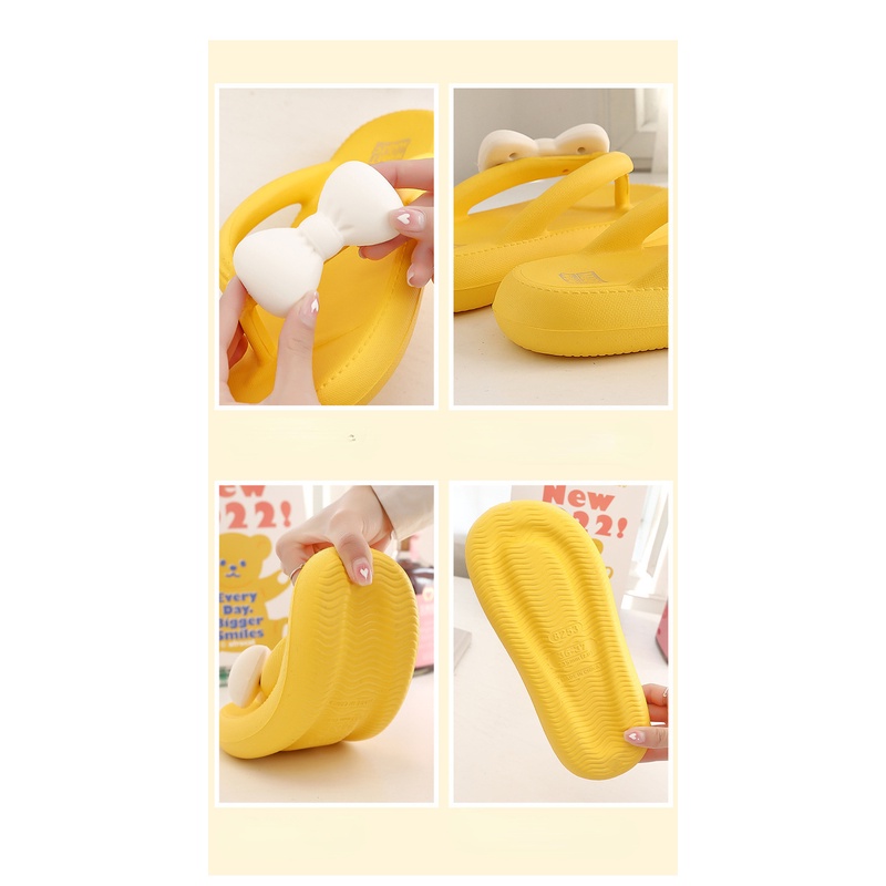 Dép Xỏ Ngón Đế Dày Chống Trượt Đính Nơ Thời Trang Mùa Hè Cho Nữ